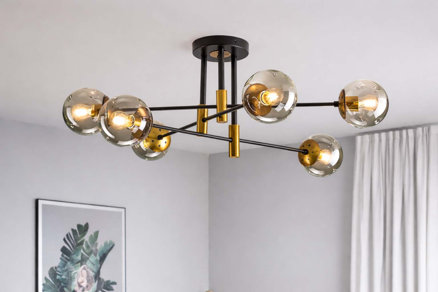 6-Head Modern Glass Chandelier