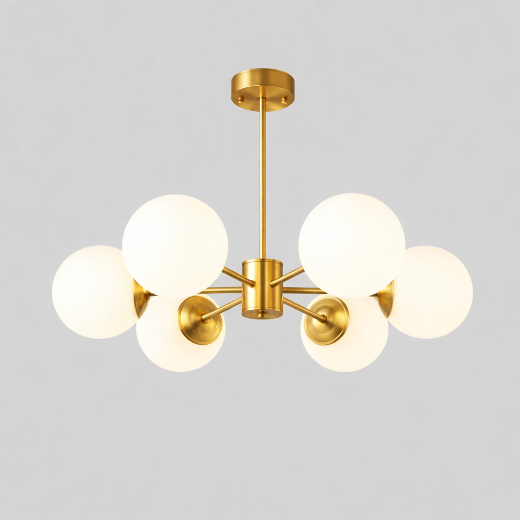 12 & 6-Head Modern Glass Chandelier – Gold Finish
